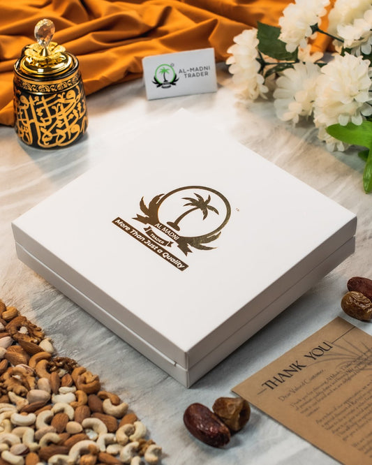 premium packaging in white color of Al Azr Gift basket