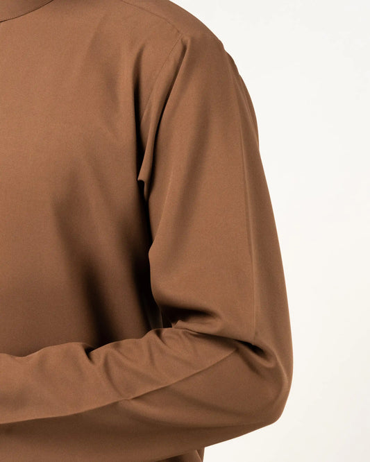 Saudi Brown Thobe Collared