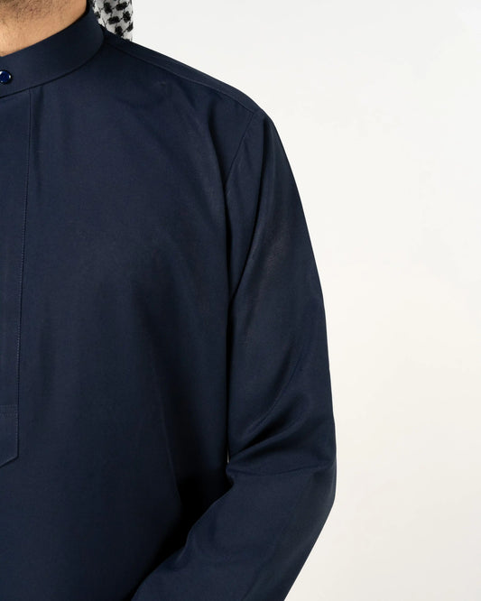Saudi Navy Blue Thobe Collared