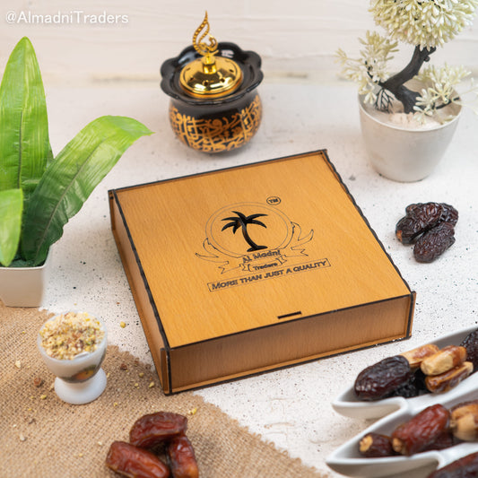Al Ihtifal Gift Basket (Arabian Dates & dry fruits) wooden basket for gift