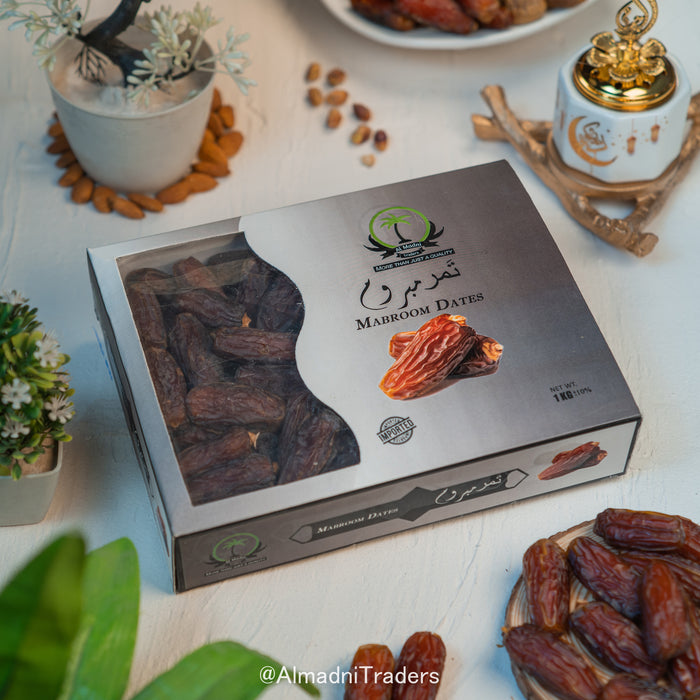Saudi Mabroom dates front of its premium packaging by Al Madni Traders